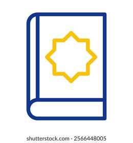 Quran book icon with star symbol. Concept of Islam, religion, and faith.