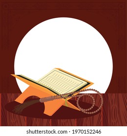 quran book and muslim tasbih