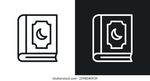 Quran Book vector icon set in black and white color.