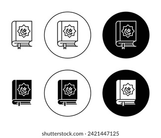 Juego de Ilustración del Vector del Libro Corán. Signo islámico del Sagrado Corán adecuado para aplicaciones y sitios web estilo de diseño de interfaz de usuario.