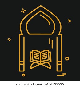 Quran clipart with mehrab for religious designs.