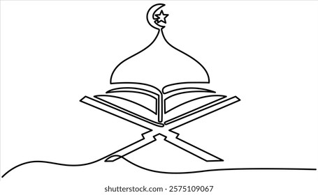 Quran continuous one line drawing illustration