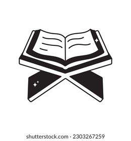 Icono de contorno del vector del doodle de Corán. archivo EPS 10