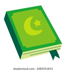 Quran flat icon vector image, al qur'an flat design illustration, holy quran clip art, islamic book koran clipart