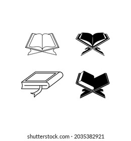 Quran holy book icon set design template