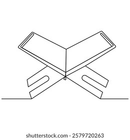 Quran icon  continuous one line drawing  outline vector illustration