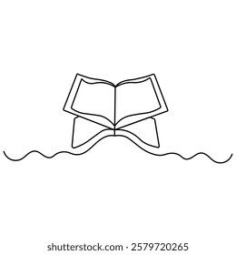 Quran icon  continuous one line drawing  outline vector illustration