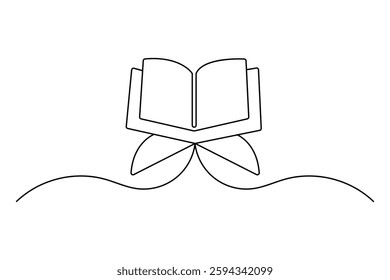 Quran icon continuous one line drawing and outline editable stroke