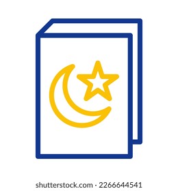 quran icon duocolor blue yellow style ramadan illustration vector element and symbol perfect. Icon sign from modern collection for web.
