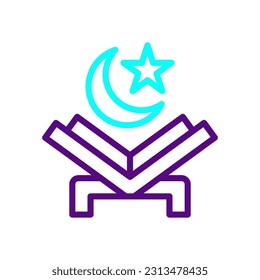 Quran icon duocolor purple blue colour ramadan illustration vector element and symbol perfect.