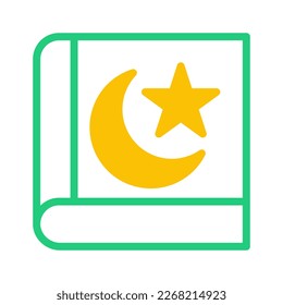 quran icon duotone green yellow style ramadan illustration vector element and symbol perfect. Icon sign from modern collection for web.