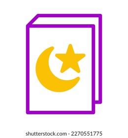 quran icon duotone purple yellow style ramadan illustration vector element and symbol perfect. Icon sign from modern collection for web.