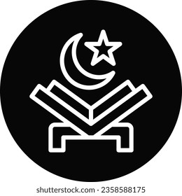 Quran icon line rounded black white colour ramadan illustration vector element and symbol perfect.