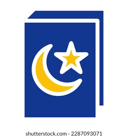 quran icon solid blue yellow colour ramadan illustration vector element and symbol perfect. Icon sign from modern collection for web.