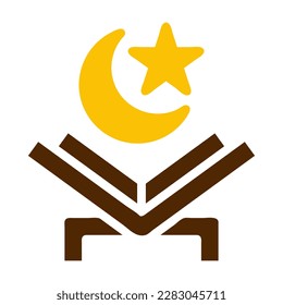 quran icon solid brown yellow colour ramadan illustration vector element and symbol perfect. Icon sign from modern collection for web.