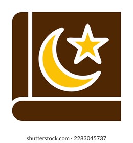 quran icon solid brown yellow colour ramadan illustration vector element and symbol perfect. Icon sign from modern collection for web.