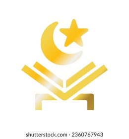 Quran icon solid gradient golden colour ramadan illustration vector element and symbol perfect.