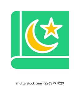 quran icon solid green yellow style ramadan illustration vector element and symbol perfect. Icon sign from modern collection for web.