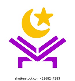 quran icon solid purple yellow style ramadan illustration vector element and symbol perfect. Icon sign from modern collection for web.