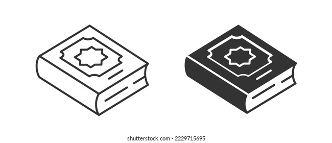 Icono del libro islámico del Corán. Ilustración vectorial.