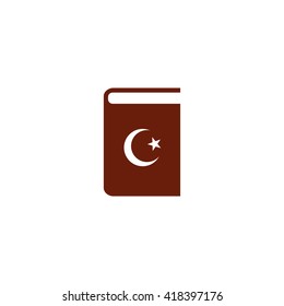 Quran islamic book. Vector icon brown