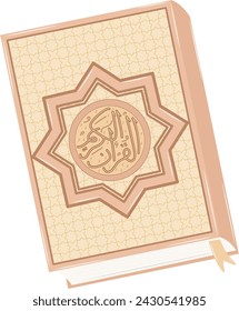 Quran Islamic Holy Book Vector Illustration. The Arabic Letters Alquran Alkariim means The Holy Quran