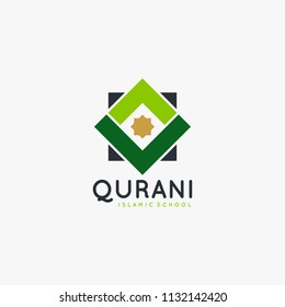 Quran islamic logo design vector. Book of Muslim logo design.