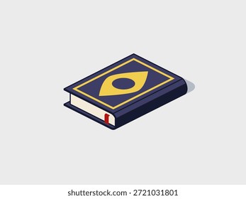 Ilustración vectorial isométrica del Corán con sombra