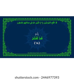 Quran Juz No. 18 Name in Arabic with English Translation on Islamic background. Quran Para Cover vector Design