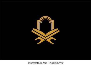 Design-Vektor für das Koran-Logo. Text des Islam-Illustrationssymbols. Arabische Ornamente, Vektorsymbol.