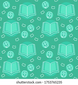 Quran pattern icon holy islam ramadan kareem open book with filled color background green theme flat style design vector
