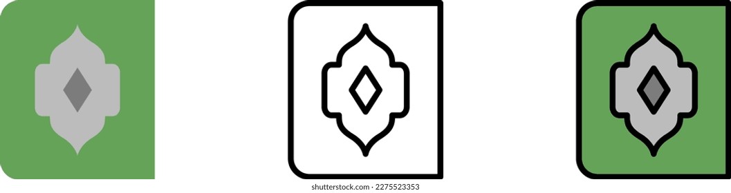 Quran Ramadan book vector icon in different styles. Line, color, filled outline