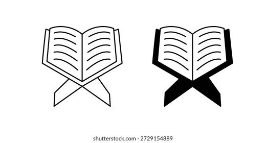Icono de conjunto de Corán con fondo blanco Vector Ilustración de stock