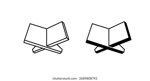 Icono del conjunto del soporte del Corán con el Vector del fondo blanco