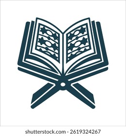 Quran Stylized Book Subtle Geometric Page Design - Open Quran Stylized book with subtle geometric page designs