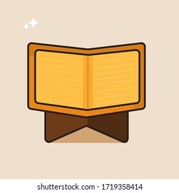 The  Quran Vector Icon Illustration. Flat Cartoon Style Suitable for Sticker and Book Cover. Simple design, simple color. Minimalist design cartoon.