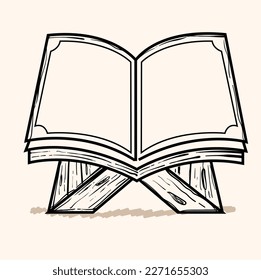 Quran vector illustration doodle. isolated with colored hand drawn style