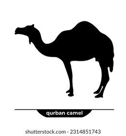 Qurban Camel Silhouette icon, vector illustration in trendy style. Design element for Eid Al Adha celebration. Editable graphic resources.