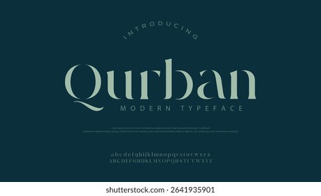 Qurban Luxury font alphabet logo. Typography beautiful fashion elegant classic letters serif italic fonts decorative wedding vintage blossom logos. vector illustration
