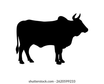 Qurbani cow silhouette vector flat illustration design.