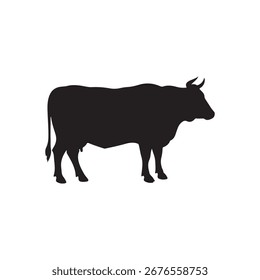 Qurbani cow silhouette vector flat illustration design on white background