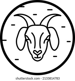 Qurbani or Goat Head Vector Icon Design, Ritual animal sacrifice Concept, Muslim festival Symbol, Lesser Eid and Islamic Holidays Sign, holy Ramazan stock illustration