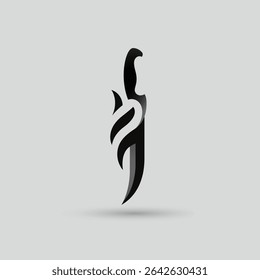 Qurbani knife with its negative space shaped like a flame, symbolizing divine sacrifice.
