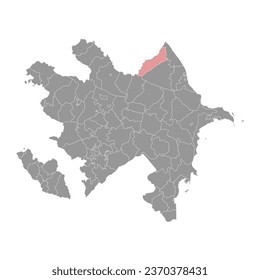 Qusar district map, administrative division of Azerbaijan.