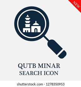 Qutb minar search icon. Editable Qutb minar search icon for web or mobile.