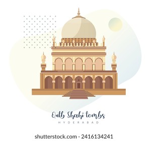 Qutb Shahi Tombs - Ibrahim Bagh - Hyderabad - Stock Illustration as EPS 10 File