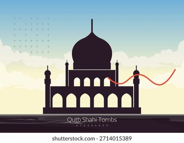 Tumbas de Qutb Shahi - Ibrahim Bagh - Hyderabad - Ilustración de stock como archivo EPS 10