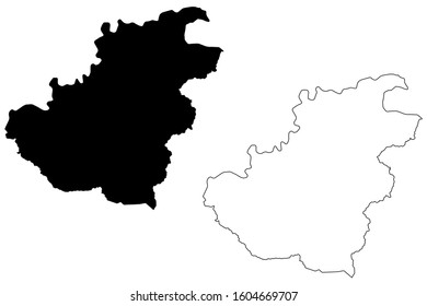 Quthing District (Districts of Lesotho, Kingdom of Lesotho) map vector illustration, scribble sketch Quthing map