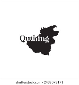 Quthing Lesotho map and black lettering design on white background