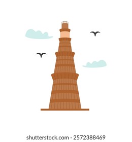 Qutub Minar, Indian Symbol Vector Illustration